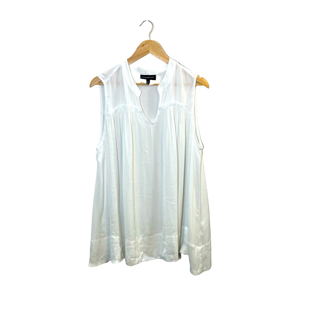 Lane Bryant White Sleeveless Blouse with Ruffle Detailing size 20